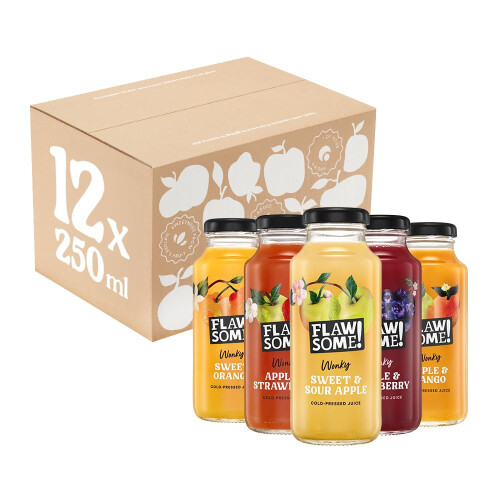 Flawsome! Variety Pack 12x250ml - Cold-Pressed Juice - No Added Sugar