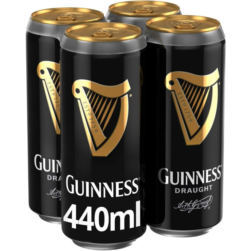 Guinness Draught Stout Beer | 4.1% Vol | 4 X 440Ml Cans | Iconic Stout