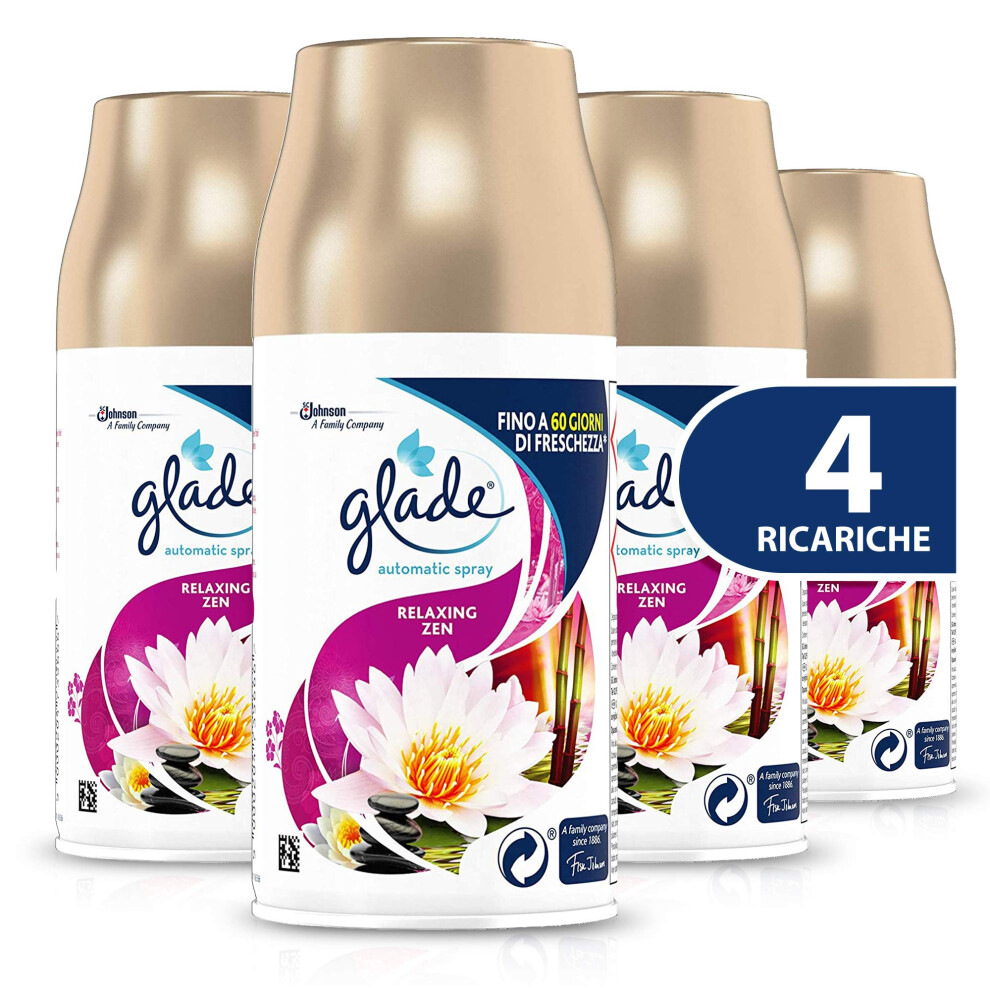 Glade Automatic Spray Refill, Air Freshener, Relaxing Zen Fragrance, Stock Size Of 4 Refills 269 Ml