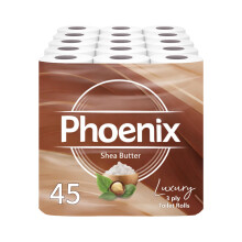 Phoenix Toilet Rolls – 45 Pack | 3 Ply Shea Butter Scented Toilet Paper | Bulk Buy, Soft, Quilted, Sustainably Sourced, Eco- Friendly Luxury Bathroo