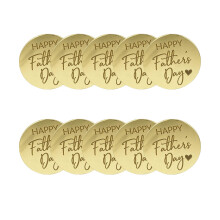 12 Pcs Happy Father’s Day Cake Topper,Gold Round Mirror Engraved