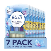 Febreze 3Volution Plug In Air Freshener Refill, Lenor Spring Awakening, 7 Refills (20ML X 7), Odour Fighter & Bathroom Air Freshener, Febreze Plug In