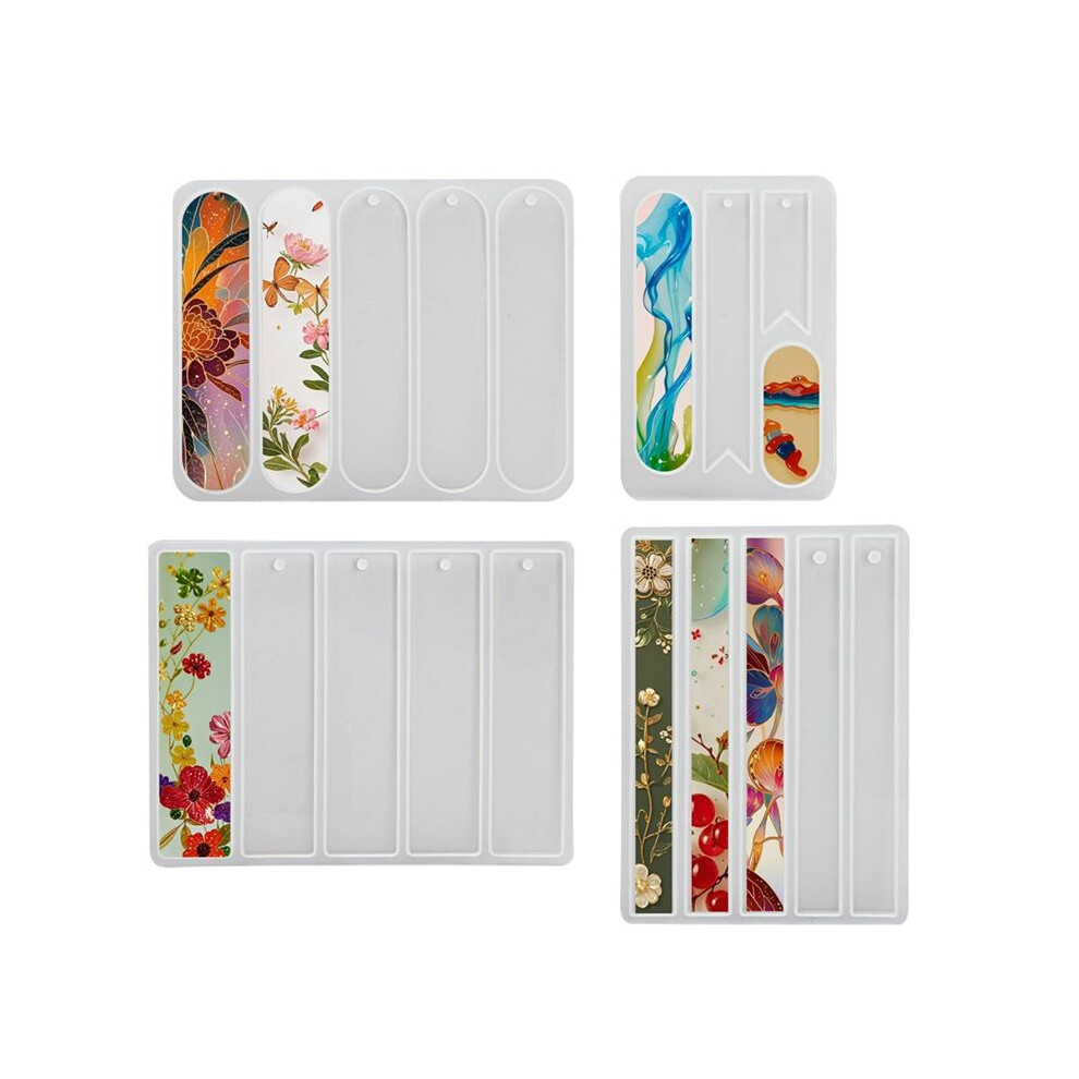 Silicone Bookmark Molds,Set Of 4 Shiny Bookmarks, Reusable Resin Bookmark For Diy Resin Bookmarks Crafts Making Supplies 4714008639730