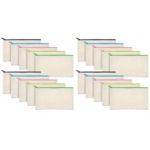 20Pcs Canvas Makeup Bags Canvas Zipper Pouch Bags Pencil Case DIY Bags for Travel DIY School Colorful Zipper