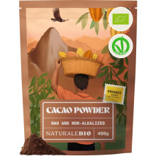 NaturaleBio Organic Cacao Powder 400g. Unsweetened, Natural and Pure. Produced from Raw Cacao Beans of The Theobroma Plant. Source of Magnesium