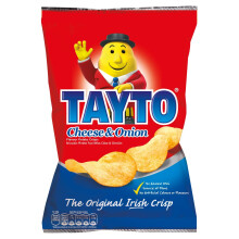 Tayto Cheese and Onion flavour crisps from Ireland (24x25g Packs) by Tayto