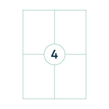 Capture A4 label 105x148 mm. 4 labels per sheet 400 labels per pack 100 sheets per box. Laser copy ink.