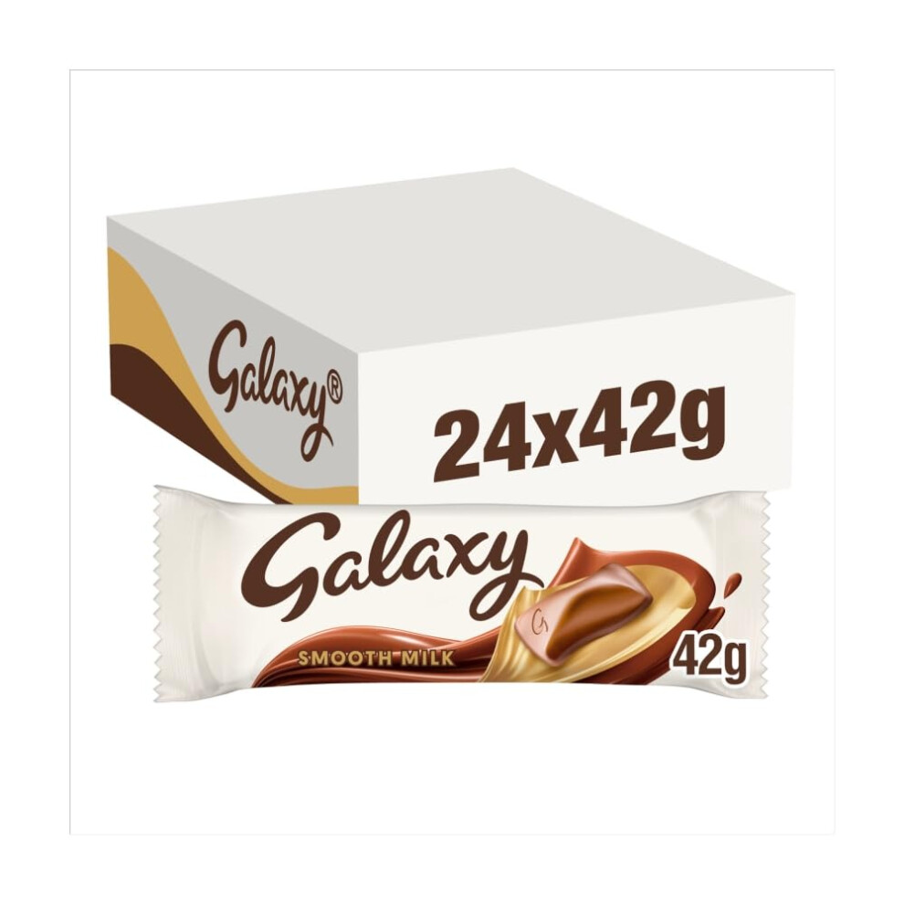 Galaxy Smooth Milk Chocolate Multipack, 24 X 42G | Premium Creamy Chocolate Bars Bulk Box | Ideal For Office Snacks, Chocolate Gifting, Sharing & Dai