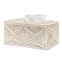 KaloKalo Handgemaakt Doosje voor Tissue Rectangle Decoratieve Macrame Boho