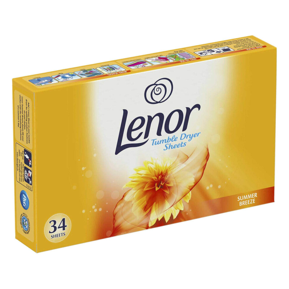 Lenor 34 Tumble Dryer Sheets Laundry Fragrance Freshener Softener