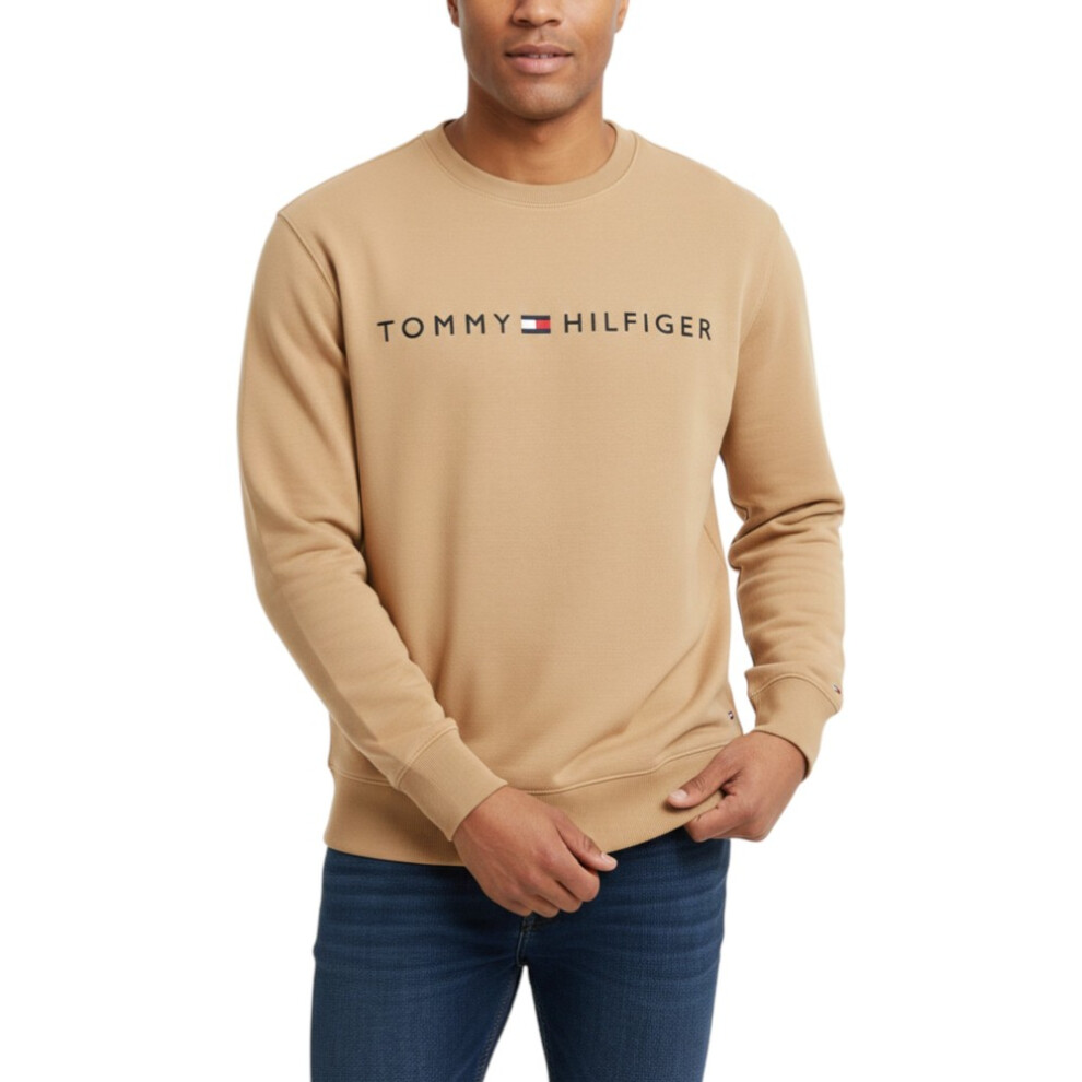 Tommy Hilfiger (Khaki, S) Mens Sweatshirt Terry Cotton Jumper