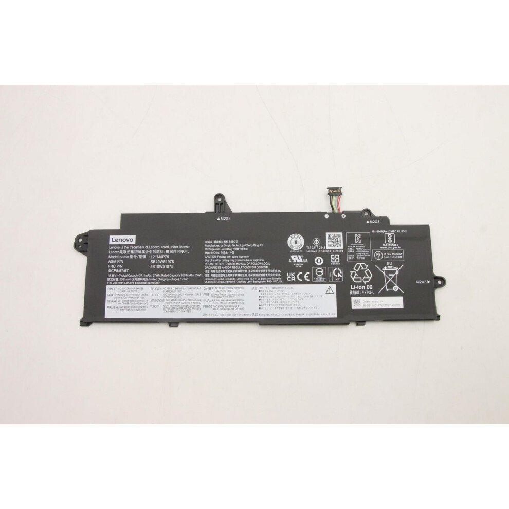 Lenovo Internal Lithium-Ion Battery With 57Wh Capacity 15.36V Voltage 4 Cells Designed For Thinkpad Systems.