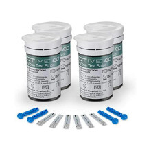 100 Exactive EQ blood glucose test strips without calibration codes + 100 test strips for routine use
