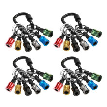 4Ensemble Porte-Foret 1/4 Pouces Tige Hexagonale Porte-Clés Barre D'Extension En Alliage D'Aluminium Magnétique Pivot Tournevis Ensemble de Supports