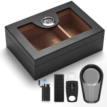 CINOROW Cigar Humidor voor 25-50 Sigaren met Toebehoren, Digitale Hygrometer, Spaans Ceder en Verdeler
