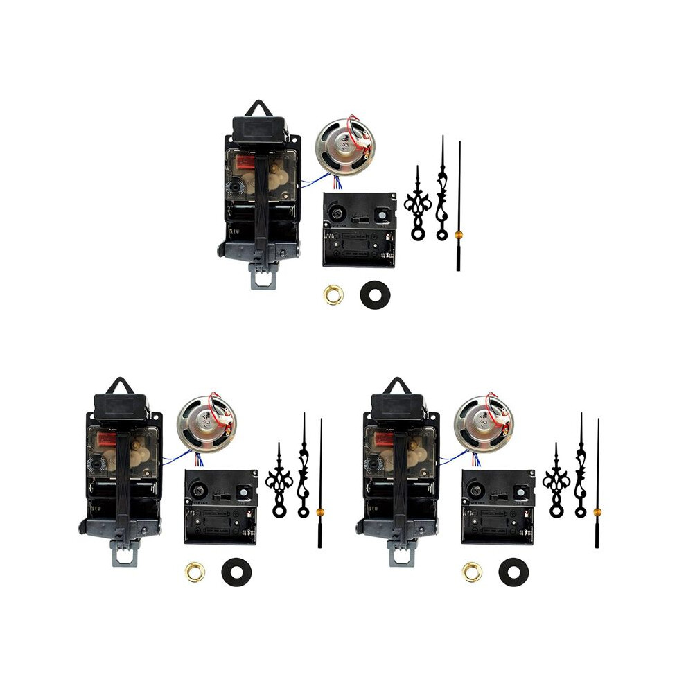 3X Quartz Pendulum Clock Movement With Black Hands,With Music Box Speaker,Battery Operated,Melody Mechanism For Clock 6032943214309