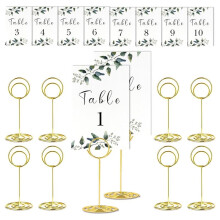 Elegant Gold Table Number Holders - 10-Pack Place Card & Paper Stands for Weddings, Events & Parties