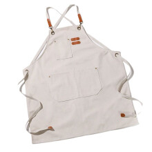 Fashion Canvas Aprons Home Kitchen Gardening Work Clothes Women'S Kitchen Restaurant Work Aprons Cream White