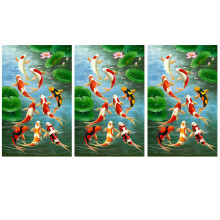 3X Kits de Ponto Cruz para Pintura de Diamante Arte 5D Redondo com Diamante Koi Carpa Bordados para DecoraçãO de Casa
