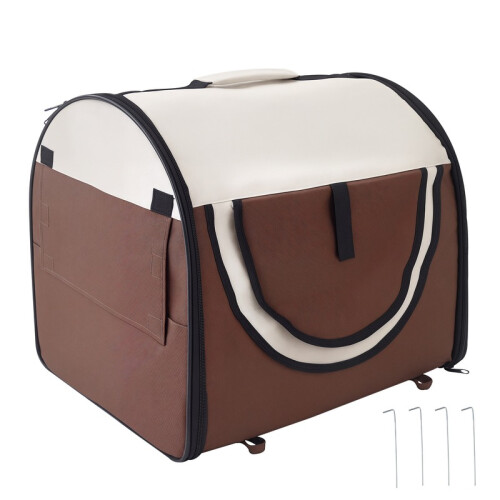 Bolsa de transporte dobrável e acolchoada para cães e gatos, 61x46x51cm, cor café.
