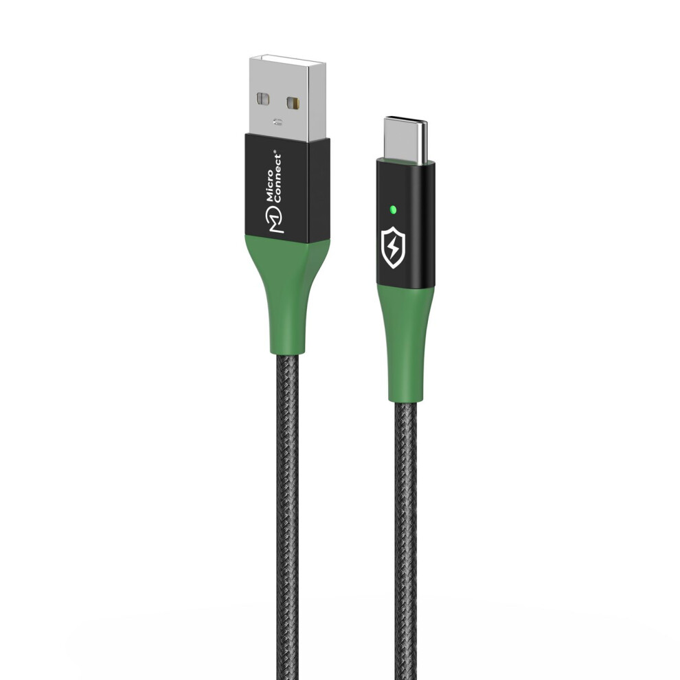 Microconnect Smart Charge Usb-A To Usb-C Cable 1M Black/Green 5715063388242