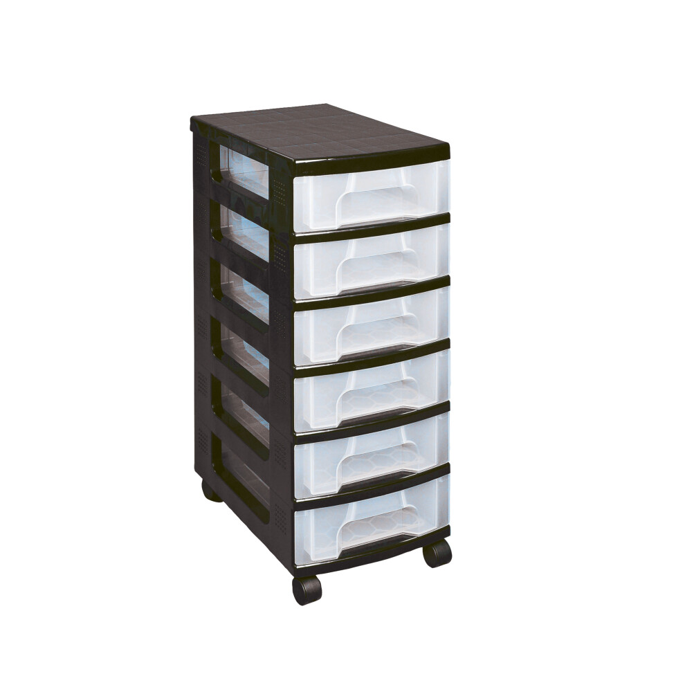Really Useful Plastic Storage Tower With 6 Drawers Black St6x7c