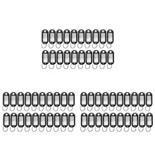 60 St Assorted Key ID Etikett Taggar Split Ring Nyckelring Nyckelring (Svart)