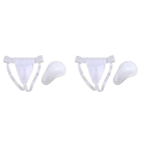 2X Groin Protector Cup Men, Boxing Kickboxing Muay Groin Guard, Ventilated Adjustable, Karate Fighting Training M