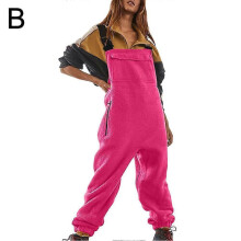 (Rose XL) Womens Fleece Overalls Winter Ski Pants Jumpsuits Adjustable Suspender Straps