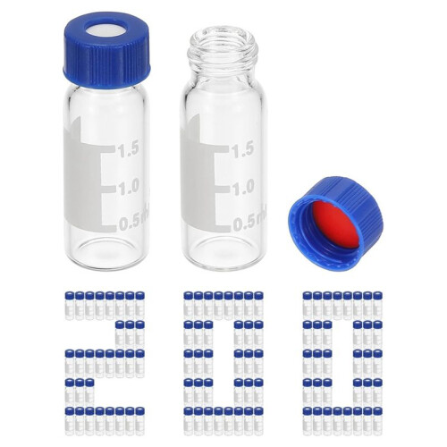 2ml Autosamplerflaska, HPLC/GC-Flaskor 9-425 Lab-Klara Flaskor Provflaska Skruvlock Skrivlapp 200st