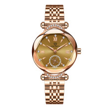 (Champagne gold (four-leaf clover second hand)) Steel Band Ladies Quartz Watch New Style Waterproof Fashion Wristwatch