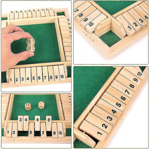 Closed Box Wooden Game, 4 Player Flop Game Classic Number Dice Table Game