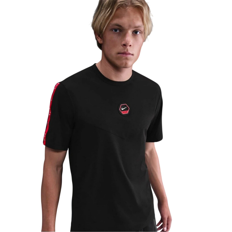 Nike (M, /Red) Mens City Side Crew Neck T-Shirt Black