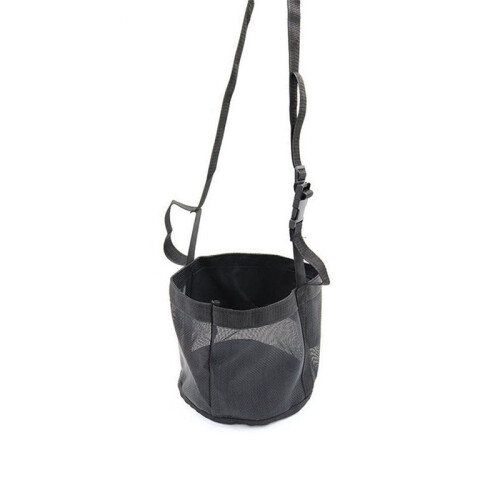 Justerbar Elastisk Höfoderpåse för Hästar - Utomhushalsfoderpåse i Svart M-24x25cm