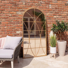 CHARLES BENTLEY Madrid Arch Mirror Durable, Weather Resistant, Shatterproof, Wall Mounted Accent Mirror Décor For Garden, Iron, Aluminium (180x90cm)