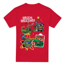 (3XL, Red) Teenage Mutant Ninja Turtles Mens Green Greetings Christmas T-Shirt