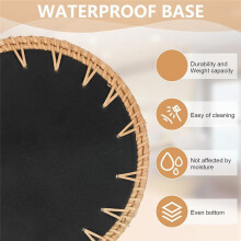 3Pcs Round Rattan Wicker Tray with of Pearl Inlay Boho Rattan Tray Round Wicker Trays Coffee Table Trays