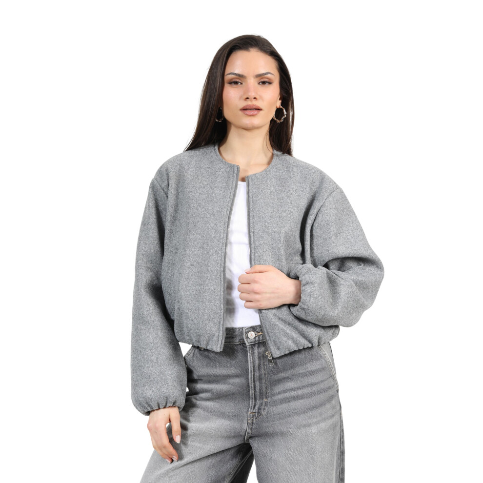Brave Soul (12 Uk, ) Womens/Ladies Bonded Bomber Jacket Grey
