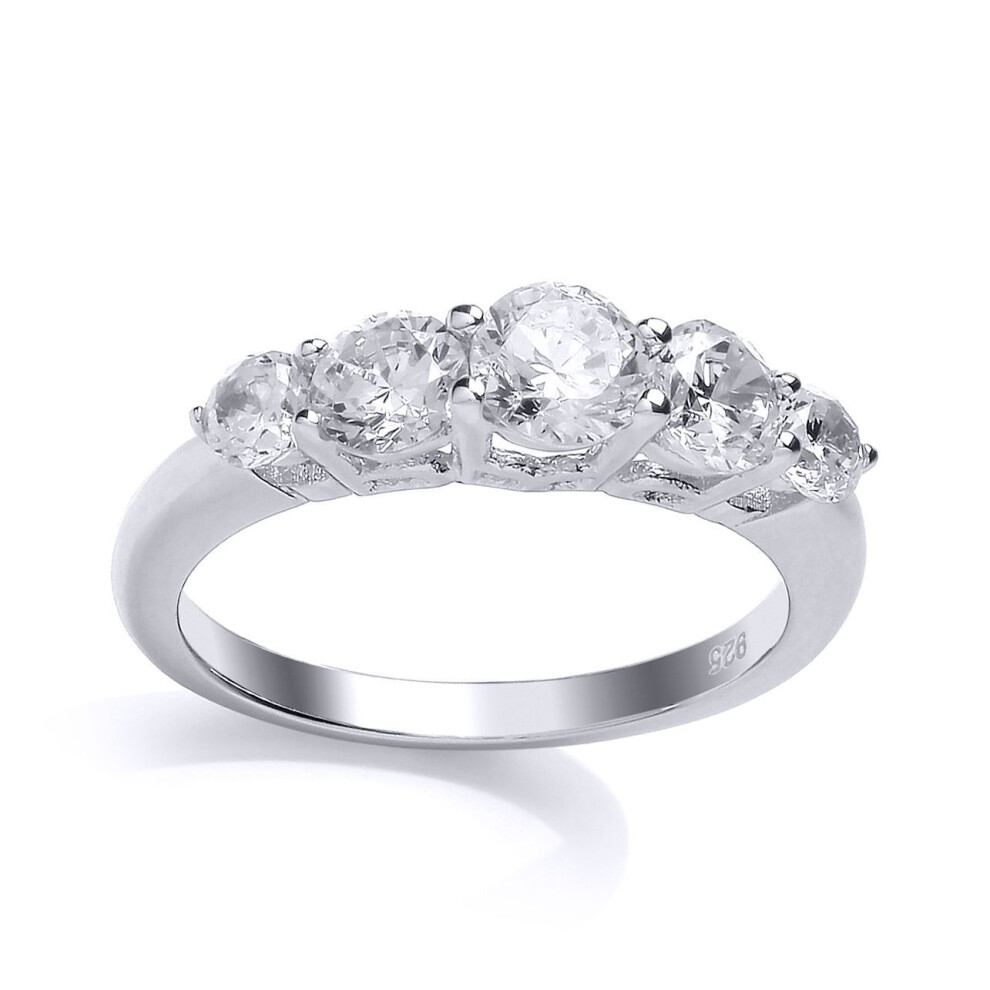 Jewelco London (N) Ladies Sterling Cubic Zirconia 5 Stone Eternity Engagement Ring - Gvr698 Silver