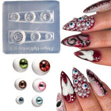 1Pair Silicone Nail Molds With 3D Eyeball Pattern For Dark Aesthetics