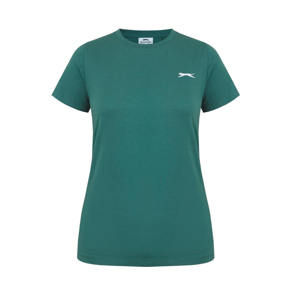 Slazenger (10 Uk, Forest ) Womens/Ladies Plain Crew Neck Fitted T-Shirt Green