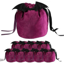 Halloween Drawstring Bags Kit - 10Pcs Halloween Style Bat Decoration Pouches Trick or Treat Gift Bags (5.125.91 Inch)