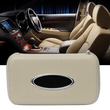 Beige Leather Car Tissue Holder Visor