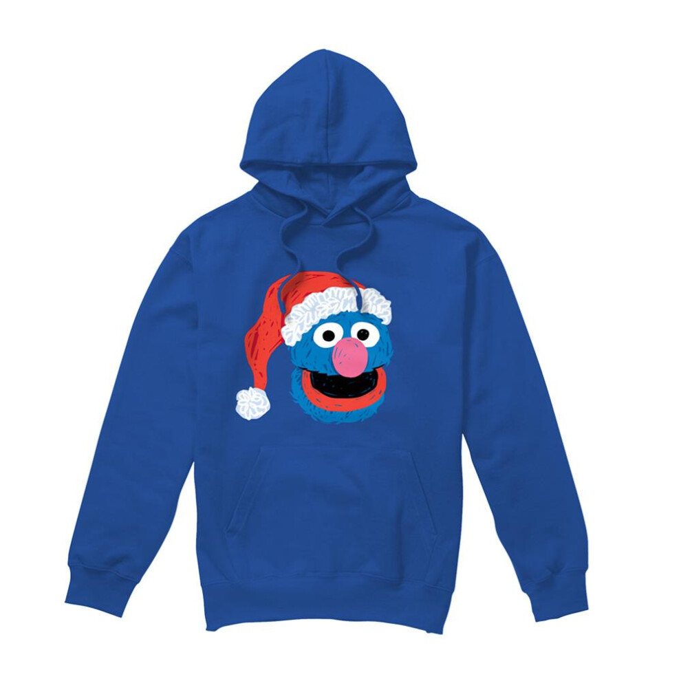 Sesame Street (L, Royal Blue) Unisex Adult Grover Scribble Christmas Hoodie