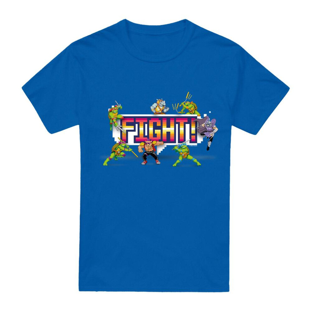 Teenage Mutant Ninja Turtles (L, Royal ) Mens Arcade Fight T-Shirt Blue