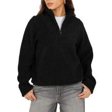 (10 UK, Black) Brave Soul Womens/Ladies Fleece Quarter Zip Sweatshirt