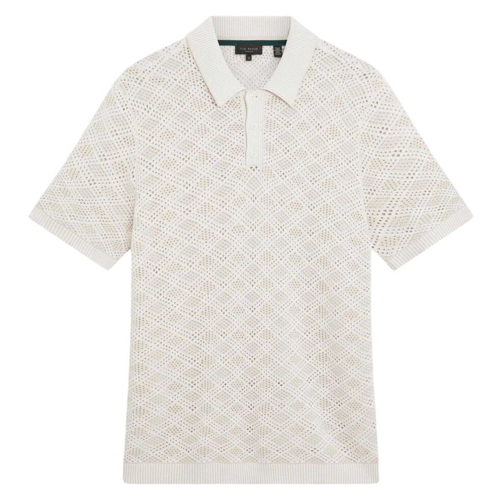 Ted Baker (Xl, Ecru) Mens Geometric Polo Shirt Multicoloured