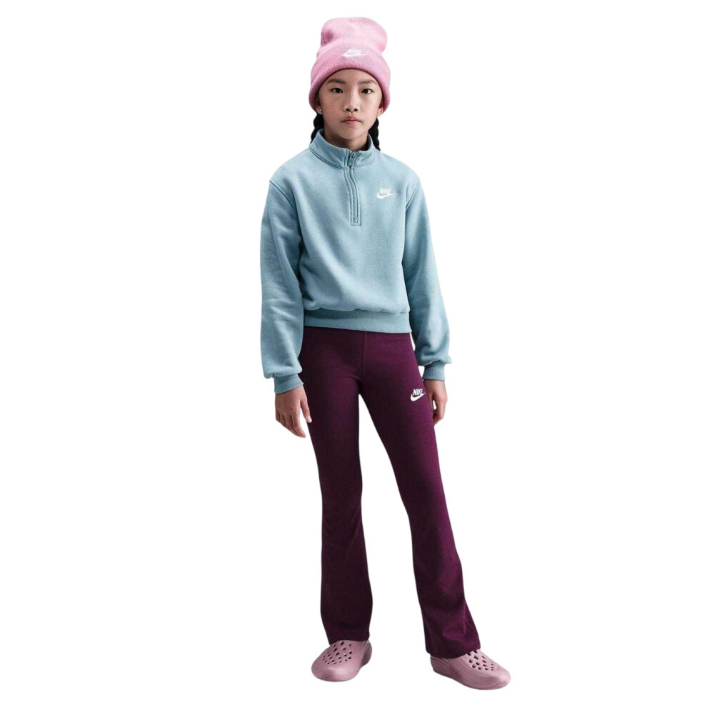 Nike (13 Years, Bordeaux Red/White) Girls Favorites Flared Leggings