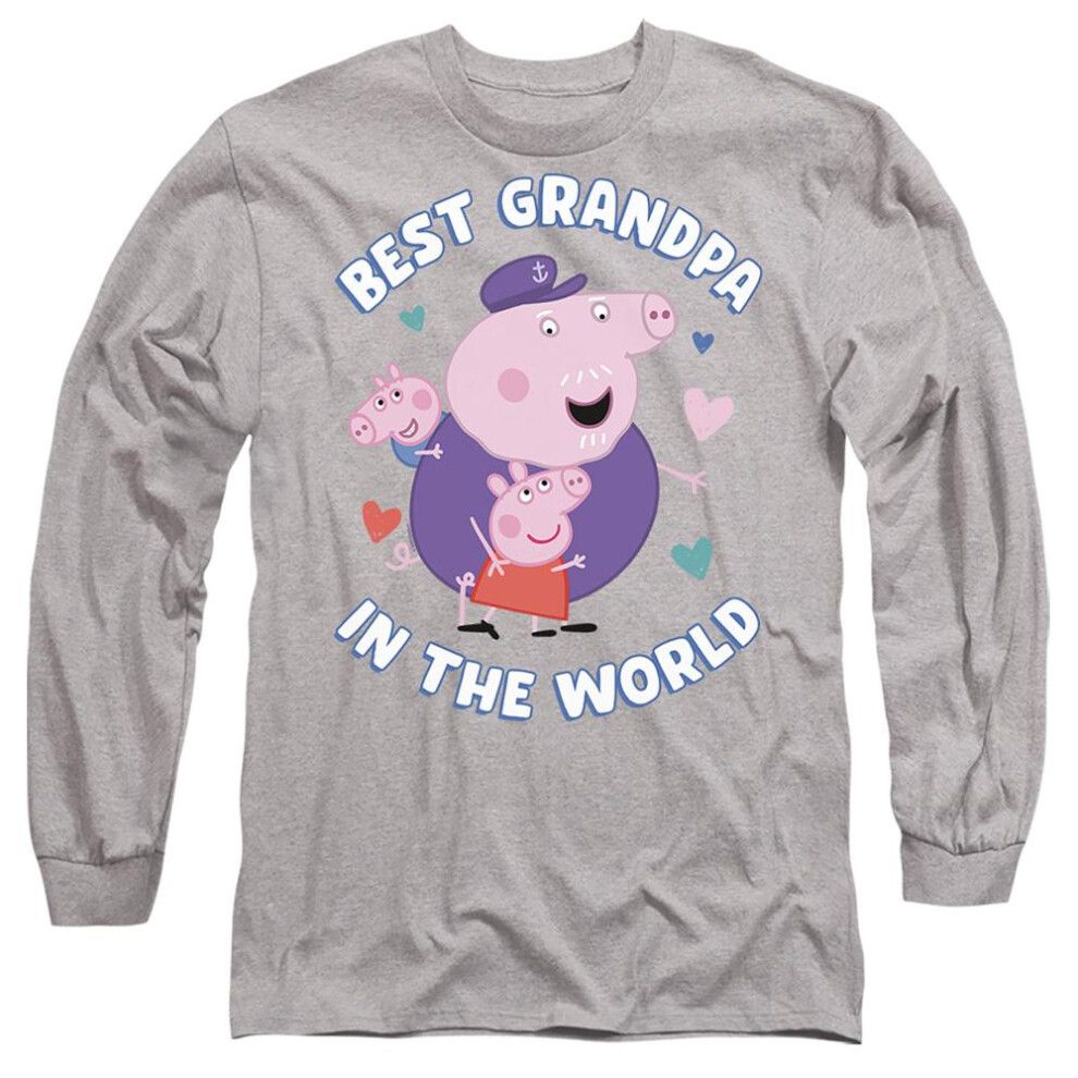 Peppa Pig (Xl, Heather Grey) Unisex Adult Best Grandpa In The World Long-Sleeved T-Shirt