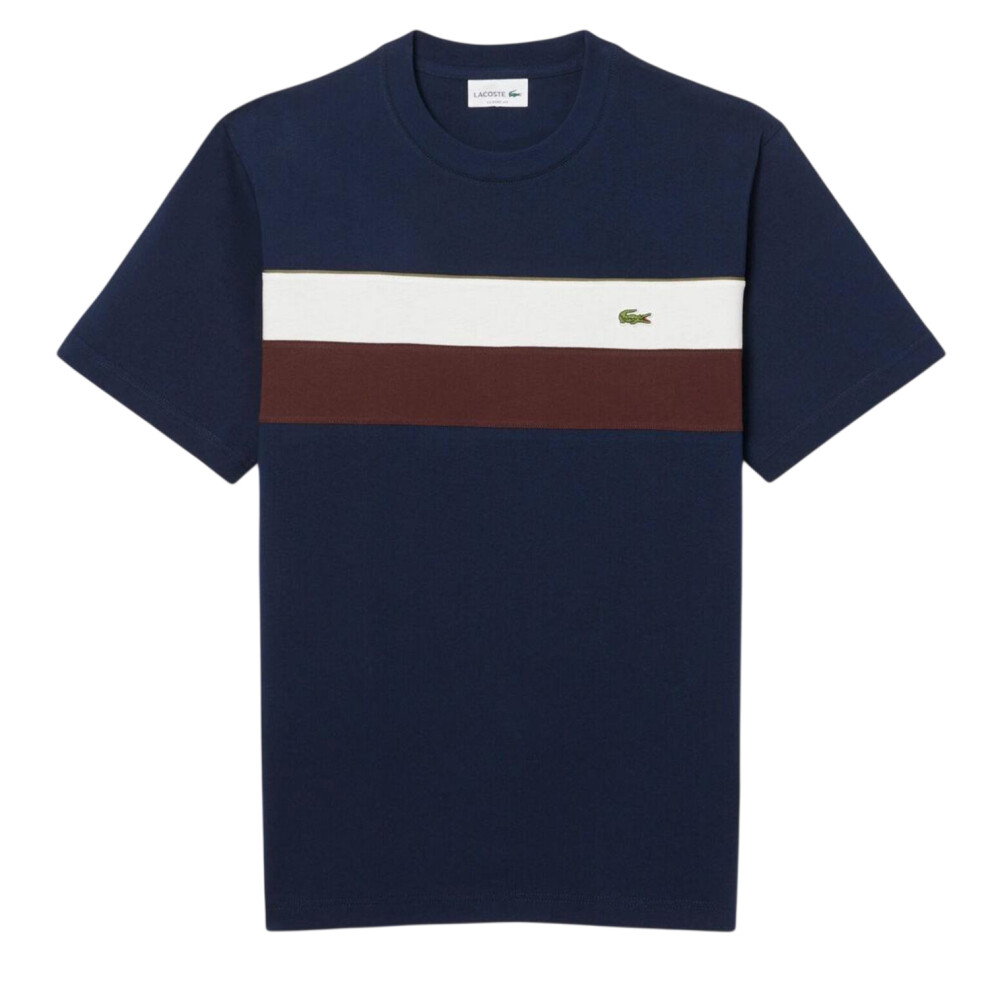 Lacoste (S, Navy) Mens Striped Regular T-Shirt Blue,Multicoloured